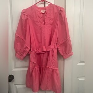 Entro Pink Long-Sleeve Dress with Belt size small